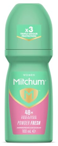 Mitchum Women 48HR Protection Roll-On Deodorant & Antiperspirant (100ml) Powder Fresh, Dermatologist Tested