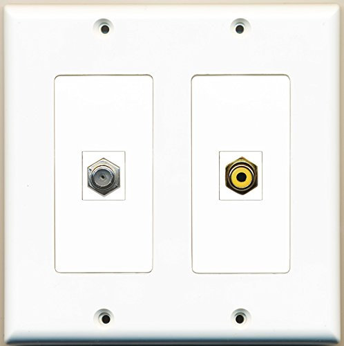 Riteav – 1 Port RCA giallo 1 cavo coassiale TV tipo F – Dual Gang Wall Plate
