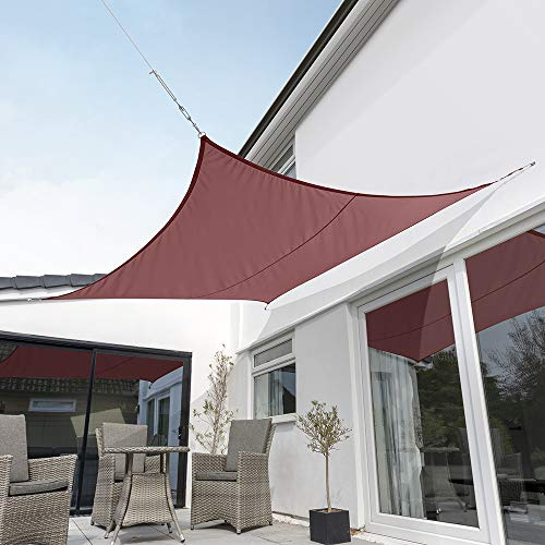 Kookaburra Waterproof Garden Sun Shade Sail Canopy in Marsala Red 98% UV Block (3.6m Square)