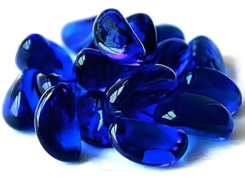 Hewnda 1Lb Dark Blue Glass Pebbles,Smooth Polished Glass Beads