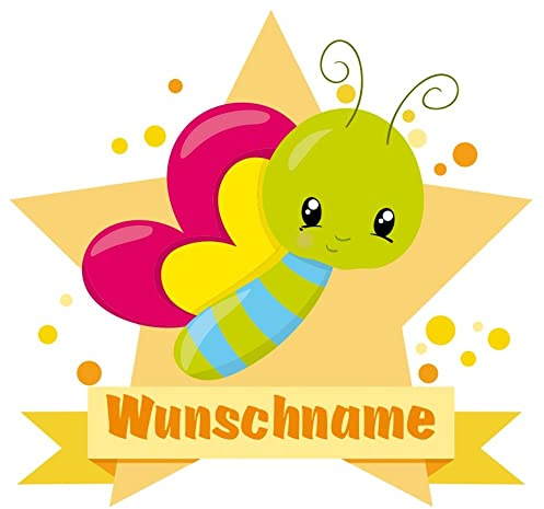 Samunshi® Schmetterling Aufkleber mit Namen Autoaufkleber Namensaufkleber Kinder - 10x8,8cm mehrfarbig