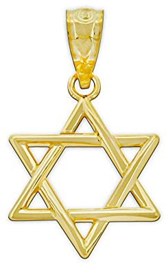 Charm America - Gold Star of David Chai Charm - 10 Karat Solid Gold (Style 4)