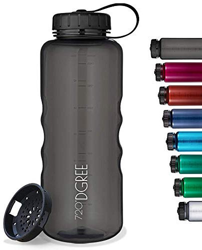 720°DGREE Botella de Agua Basic “simplBottle” – 1.,5 litros, 1500ml, Negro | Sin BPA Beber, Deportiva, Outdoor, Niños
