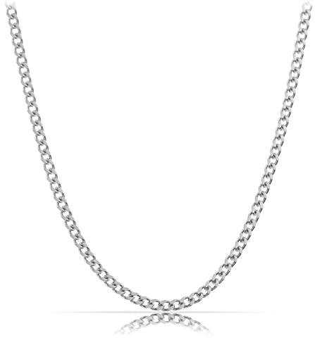 Made by Nami Silverfärgad Halskedja Herr 60 cm – 2 mm Cubansk Länk i Rostfritt Stål – Tunn & Stilren Kedja – Nickelfri
