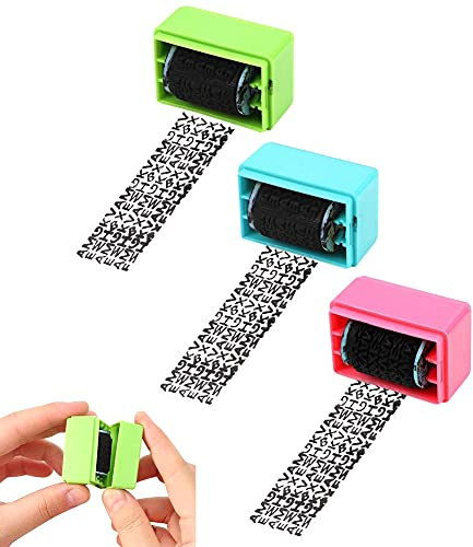 Identity Theft Stamp Identity Guard Roller Stamp Wide Rolling Security Stamp, Confidential Stamp,Secure Confidential ID Blackout Security, Anti Theft and Privacy Safety (Small) 3PCS