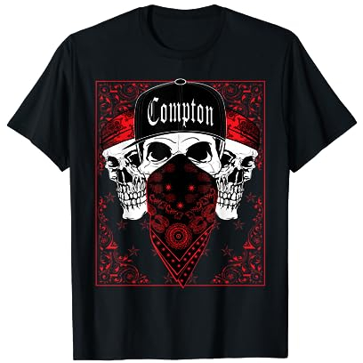 CaliDesign Compton T-Shirt, Rot, Totenkopf, Gangster OG LA T-Shirt