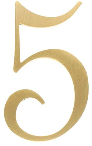 Zayookey Metallo Numero Civico in Ottone 2 pollici (5 cm) Moderna Numeri Indirizzo di Casa di Porta House Number Brass per Cassetta Postale Stradale (Door Number 5)