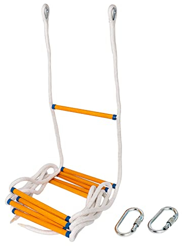 Scala Antincendio D'emergenza 5M, Scale di Sicurezza Antincendio con Moschettoni, Scala di Emergenza 2 Piani Capacità di Peso Fino a 907KG da Poweka