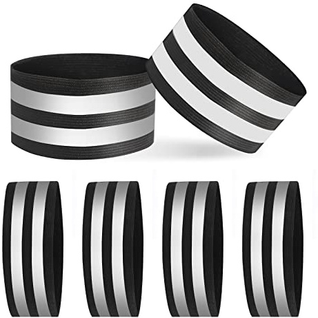 AOROPS Doppel Reflektorbänder, 6 Stück Reflektorbänder mit Klett Reflektierende Sicherheits Armband, Reflektoren Armband Reflektorbänder Schwarz für Outdoor Jogging Radfahren.