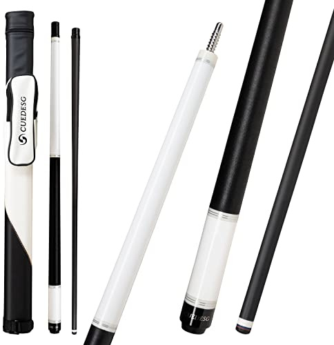CUEDESG Billardqueue-Stick aus Karbonfaser, 10,5 mm/11,8 mm/12,5 mm, niedrige Ablenkung, professioneller Queuestab mit Etui (Weiß, Leinenwicklung_12,5 mm)