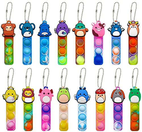 Steemjoey 16 Stück Pop Push It Fidget Toy, Silikon Regenbogen Stressabbau Handspielzeug, Poppet Bubble Finger Toys Anti Stress Sensorik Pop Figetttoys Spielzeug für Kinder Erwachsene