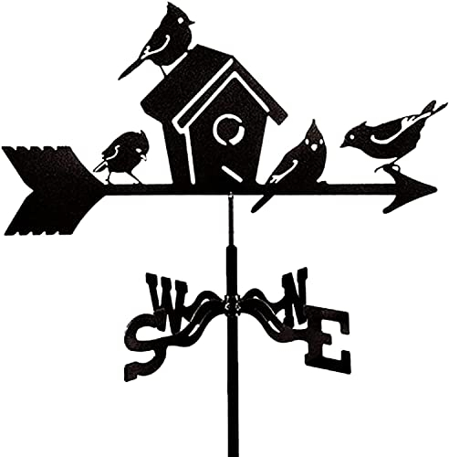LAUMOE Exquisite Metall-Wetterfahne-Ornament, Metall-Wetterdekoration, Vogel-Richtungsanzeiger, Edelstahl-Metall-Geschenk für den Außenbereich, Dachgarten, Wetterfahne, Gartenpfahl, Messwerkzeug