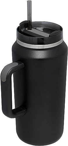 YOUEXPERT 6 oz tumlare med handtag och sugrör, tumlare med lock och sugrör rostfritt stål tumblers, bilmugg utomhussport resekopp gåva 1 835 ml isolerade tumlare (svart)