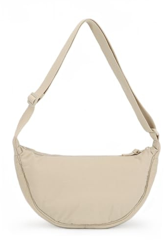 Fecialy Borsa a Tracolla a Mezzaluna per Donne e Uomini - Borsa in Nylon a Forma di Gnocco - Casual da Viaggio