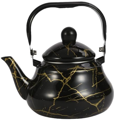 Enamel Teapot 2L Marbling Enamel Kettle with Lid and Handle Stove Top Kettle Pear Shape Tea Kettle Stove Top Kettle Tea Kettle Turkish Teapot for Home Kitchen Camping