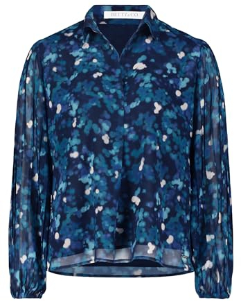 Betty & Co Damen Schlupfbluse mit Plissee Dark Blue/Petrol,46