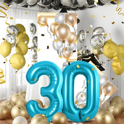 Palloncini compleanno 30 anni-40 pollici-Decorazioni Blu compleanno di un ragazzo e una ragazza di 30 anni-Pallone gonfiabile in foil 30 anni