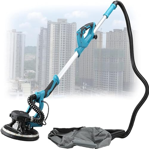 Levigatrice per muro telescopica 1800w,Con Luce Led E Raccolta Automatica Di Polvere,1000-2100rpm Levigatrice A Secco,Regolazione A 5 Velocità,100sheetsofsandpaper