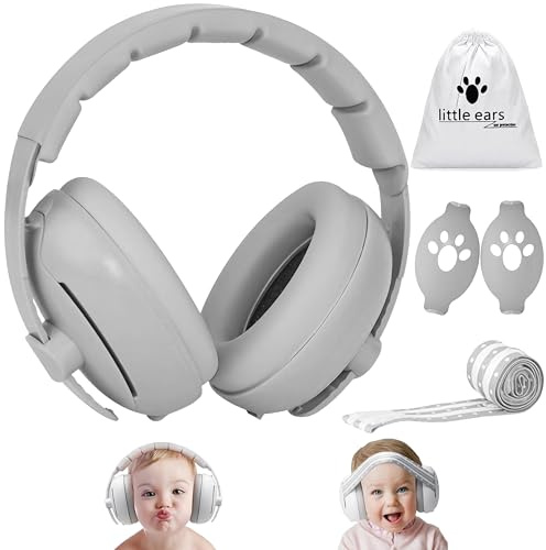 Auvstar 2-en-1 Casque Anti-Bruit pour Bébé et Enfant - Réglable et Confortable pour Voyage - Protecteurs Auditifs avec Baby Ear Defenders