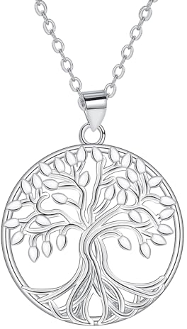 Hifeeled Collier Arbre de Vie Femme Argent Sterling 925,Originaux Cadeaux Bijoux pour Femmes Sœur Ami - Réglable（45cm+5