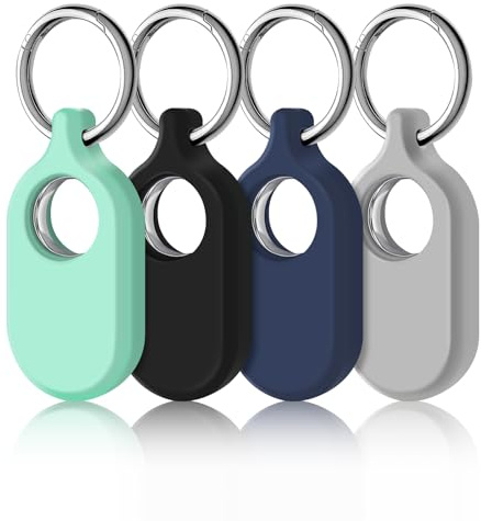 LETREEN Hülle für Samsung Galaxy SmartTag 2 mit Schlüsselanhänger, 4er Pack Silikon Anti-Kratz Tragbar Locator Tracker Hülle mit Keyring Anhänger für Samsung Galaxy Smarttag 2 Case