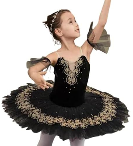 OPPOQ Mädchen Professionelle Ballett Tutu Kleid Schwarz Schwanensee Pfannkuchen Tutu Ballerina Party Dance