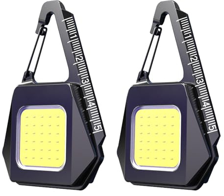 MODOAO Mini Taschenlampe Schlüsselanhänger Arbeitsleuchte LED Akku Magnet Inspektionsleuchten Wiederaufladbare EDC Schlüsselanhänger Kleine LED Licht Notlicht 650LM (2 Pack)