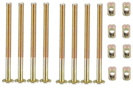 Lot de 8 boulons de meubles M6 x 80 mm en acier au carbone avec écrous hexagonaux pour chaise, meuble, lit