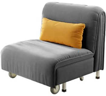 Ausziehbares Schlafsofa mit Rollen, gepolstertes Einzelsofa für Wohnzimmer oder Heimbüro, Gästebett, Option (Gris 100 cm)