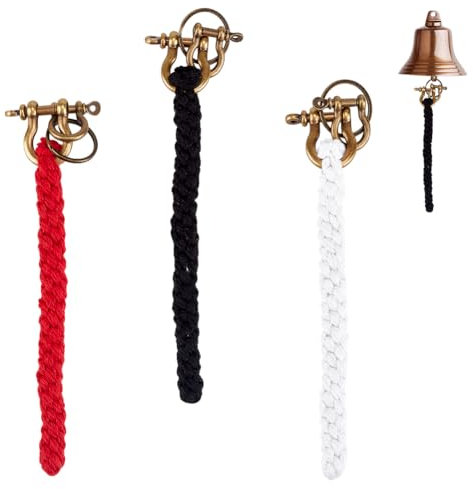 DELORIGIN 3Farben Seil Glocke Ziehen Baumwollglocken Anhänger Dekoration 3 Stück Ausgefallene Seilarbeit Glockenseil Kleine Glocke Kont Für Geflochtener Seil Schlüsselanhänger Weihnachtstag