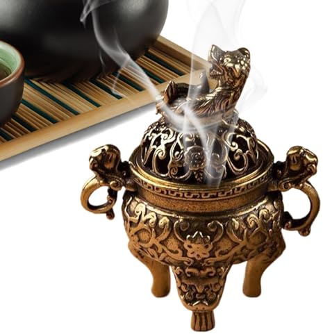 Yaztauho Weihrauchbrennerschale, Weihrauchbrenner - Holzkohle-Räuchergefäß mit Deckel für Aromatherapie - Vintage Kegel-Räucherstäbchenhalter für Arbeitszimmer, Meditationsräume, Schlafzimmer, Zuhause