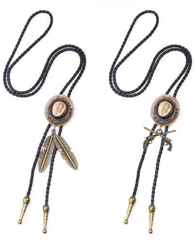 Scinzene 2 Stück Bolo Tie, cowboy, bolo, cowboy kostüm herren, cowboy weste herren, cowboy weste damen, Western Outfit Herren, Cowboy Weste, Cowboy Outfit Herren, Rodeo Anhänger für Damen und Herren