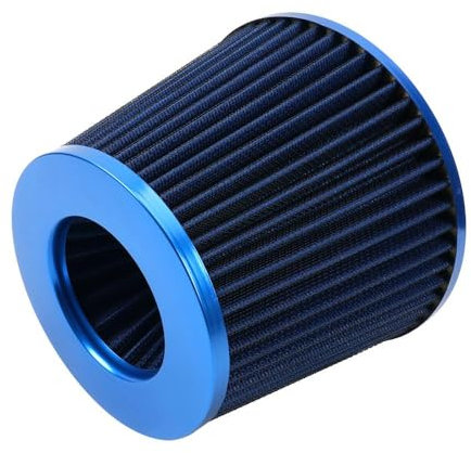 Unifizz Cono de filtro de admisión de aire frío de alto flujo de 3 pulgadas, limpiador de aire seco reutilizable con abrazadera de 76 mm para automóviles y camiones, azul