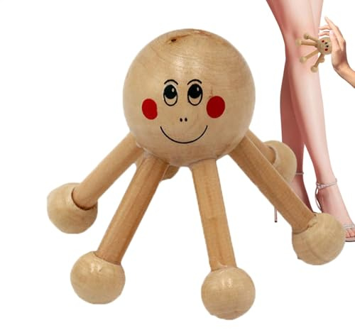 Herramienta de masaje de madera, herramienta de masaje de cabeza con forma de araña de seis patas, herramienta de relajación manual, masajeador portátil para cintura, piernas, cuero cabelludo,