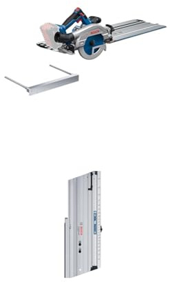 Bosch Professional 18V Scie circulaire Sans-Fil GKS 18V-57-2 GX (butée longitudinale, FSN 440, sans batterie/chargeur) + Rail de guidage spécial coupes transversales FSN 300 X (-45° à +60°, 300 mm)