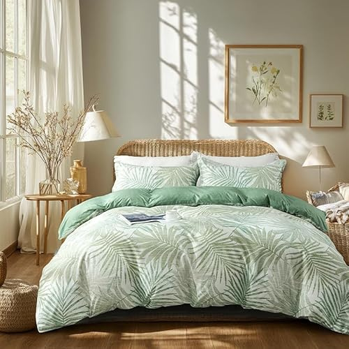OAITE Duvet Cover Set Prewashed Cotton-Like Polyester Queen | Soft Wrinkle Texture,Like-Cotton Feel,Hidden Zipper,Breathable Lightweight Durable,2 Pillow Shams,1 Duvet Cover