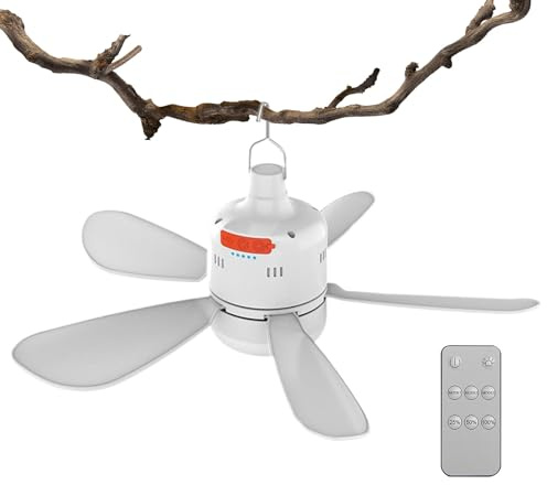 Yhsioaklo Ventilatore a baldacchino per gazebo da esterno, con luce e telecomando, ventilatore da soffitto da campeggio, 3 velocità del regolabili, dispositivo di raffreddamento per, patio