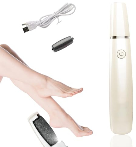 Râpe électrique pour les pieds - Rechargeable - Pour callosités - Kit de pédicure électrique pour les peaux mortes, dures et craquelées (blanc)
