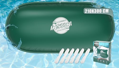Angooni Poolkissen Winter Elliptisch 210 × 300 cm XXL Luftkissen Pool mit Doppelnaht zur Poolabdeckung - Pool Kissen für den Winter mit Boston Dual-Inflation Ventil