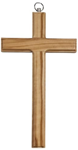 Herzmensch Kleines Holzkreuz zum Aufhängen an die Wand schlicht aus Olivenholz 9 x 16 cm einfach als Wandkreuz und zur Haussegnung