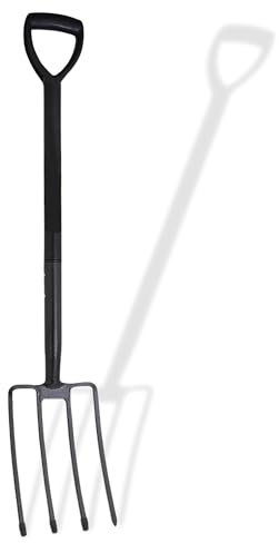 Abaseen Heavy Duty Garden Digging Fork | Long Handle Carbon Steel Fork with Strong Tines and Non-Slip PVC Grip | Ideal for Soil Turning, Planting, and Gardening Tasks