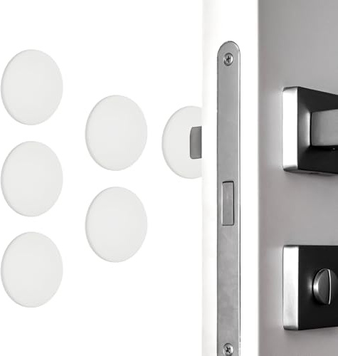 PATIKIL 5Pcs Door Knob Wall Protector, 2 Round Silicone Door Stoppers Self Adhesive Handle Bumper Cushion Pad Quiet Wall Protector for Fridge Home Office, White(0.4 Thickness)