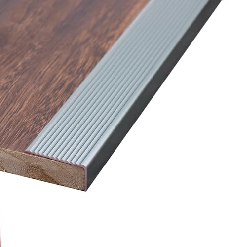 Profilo protettivo antiscivolo per gradini, 3 pezzi, in alluminio, per gradini, decorativo, 90 x 7 x 3 cm, colore: grigio