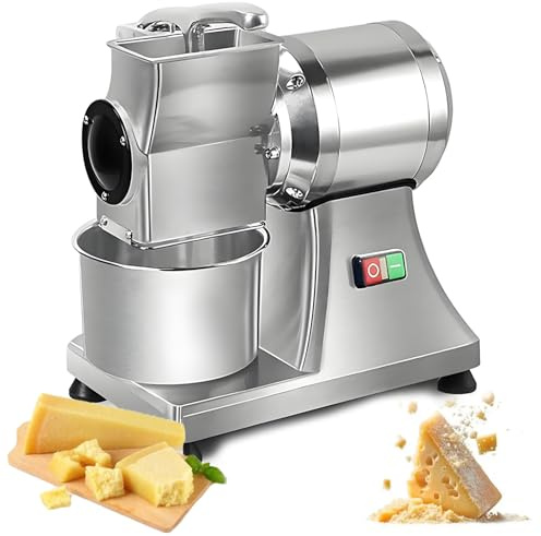 DPLXQPP Rallador De Queso Eléctrico Profesional 550w,Máquina Industrial para Parmesan, Pan,Nueces Y Chocolate,40kg/H,Acero INOX 304,Seguridad con Protección Sobrecarga,Ideal Restaurantes,Pizzerías