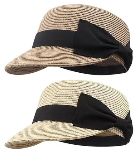 2 Piezas De Gorras De Paja, Sombreros Para El Sol Con Protección Solar De Ala Ancha, Sombreros De Paja Con Sombrilla Transpirables Que Combinan Con Todo, Viajes De Verano Al Aire Libre.