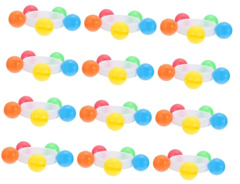 PartyKindom 12Pcs Kids Wrist Bells Bracelets Plastic Band with Loud and Sound, Can Be Worn on Ankles or Wrists, Stylish Assorted Colours for Christmas Parties and Teaching Activities