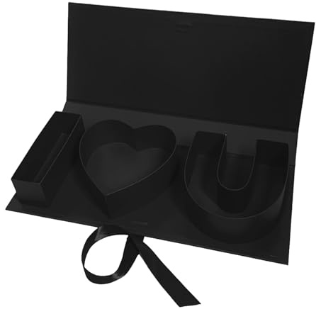 Love You Herzförmige Valentinsbox, Elegante Blume Große Geschenkbox mit Seidenband, l Love You Box für Valentinstag, Jubiläen, Hochzeitsfeier, Schmuck Schokoladenverpackung (B, Leer)
