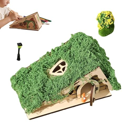 Casetta delle Fate in Legno da Assemblare - Kit Miniatura Triangolare Creativa | Decorazione Giardino Incantato con Muschio e Alberi Artificiali | Kit di Costruzione Fai-da-Te per Adulti e Bambini