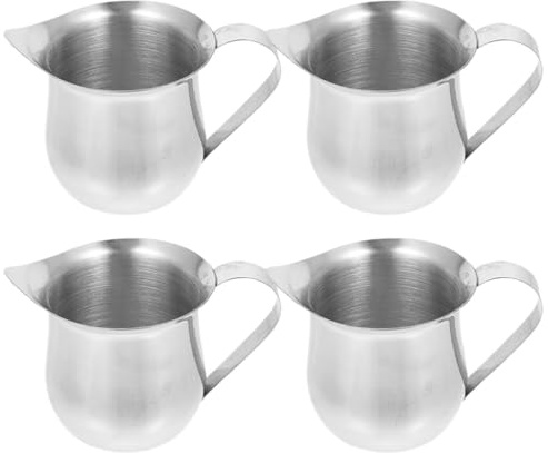 Operitacx Petits Pichets à Lait Lot de 4 Design Créatif et Poignée Unique en Acier Inoxydable 90ml Facile à Transporter pour Café et Latte Art