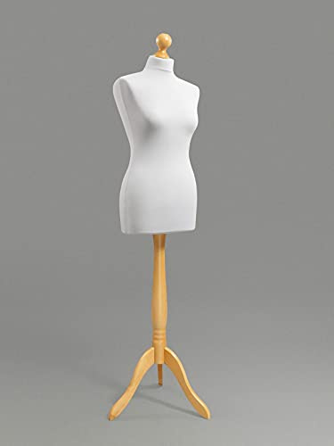 LUCCESI | Schneiderpuppe Damen Büste/Torso | Größe/Size: M (36-38) | Bezug grau | Standfuss buche | weibliche Schneiderbüste